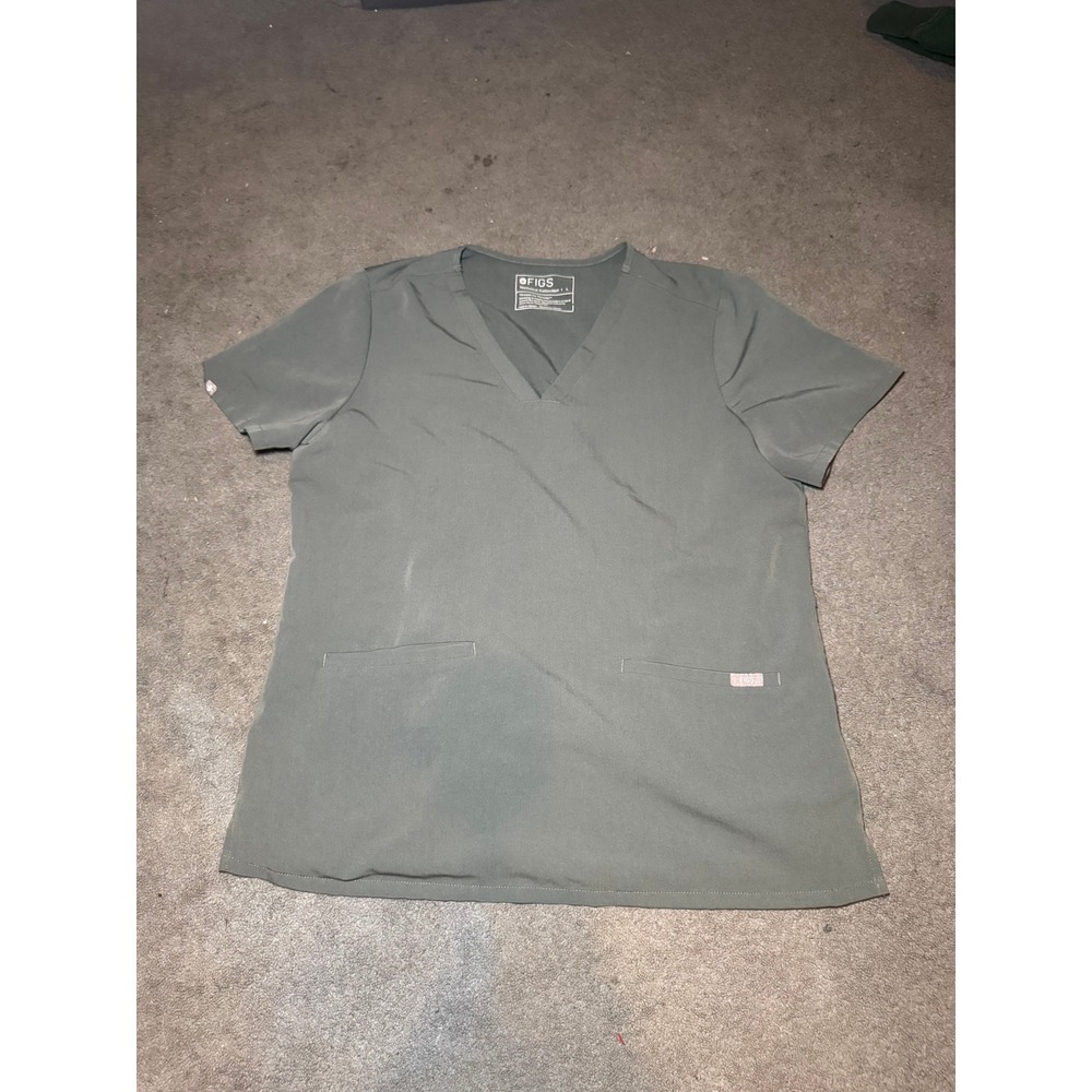 Figs Technical Collection V-Neck Scrub Top Olive Green Large Mens L